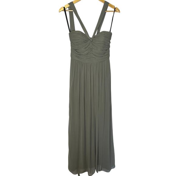 Dessy Collection Charcoal Gray Style 2833 Halter Bridesmaid Formal Dress Size 4 - Picture 1 of 10